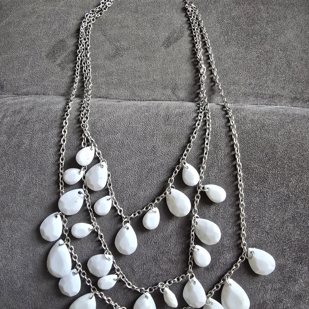Elegant White Teardrop Necklace